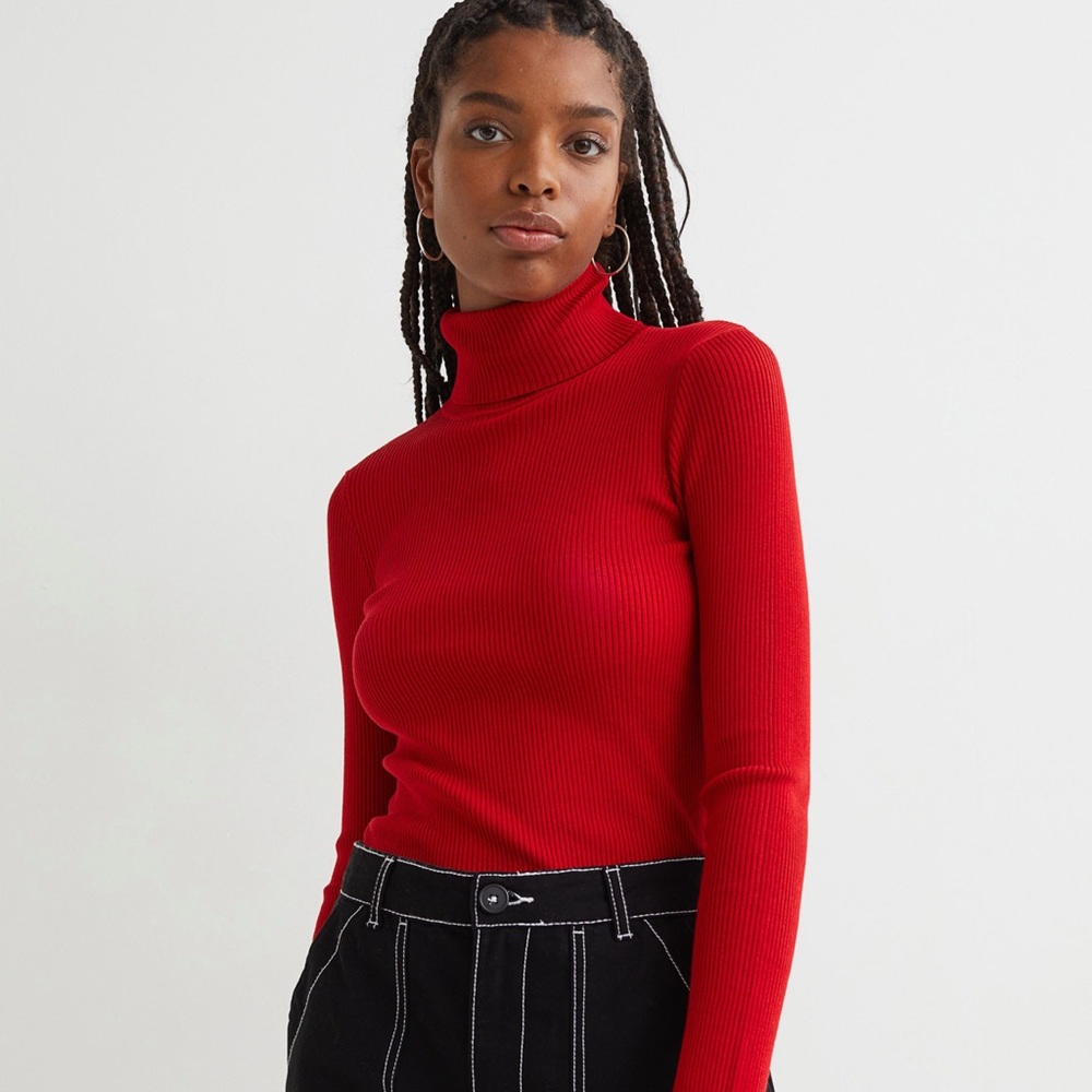 Red turtleneck